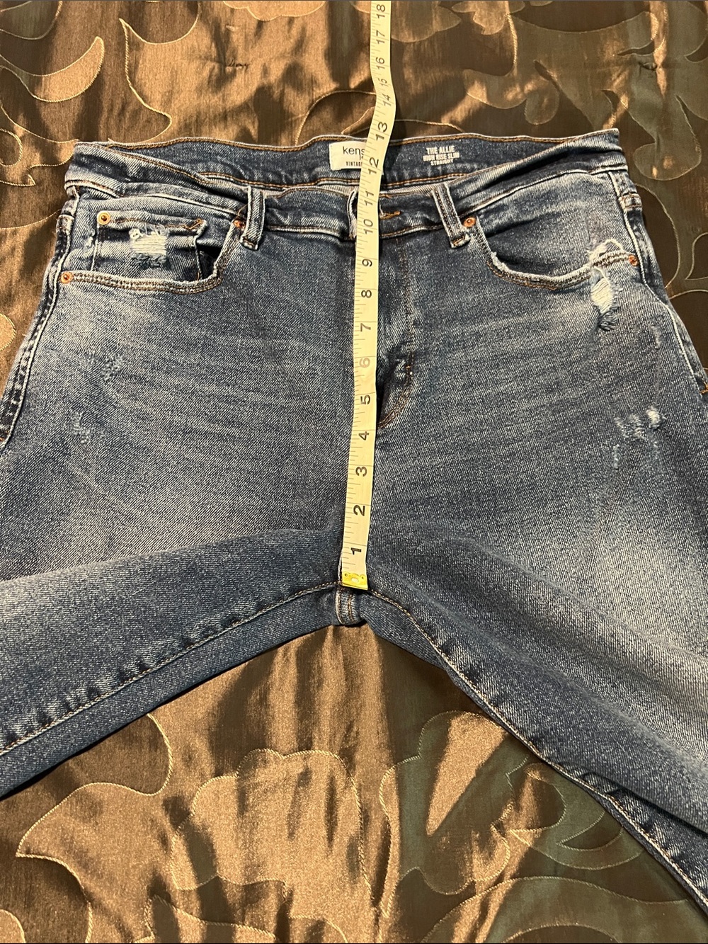 Kensie Allie High Rise Slim Straight Ankle Crop Med. Blue Distressed Jeans 12/31 - Picture 8 of 13